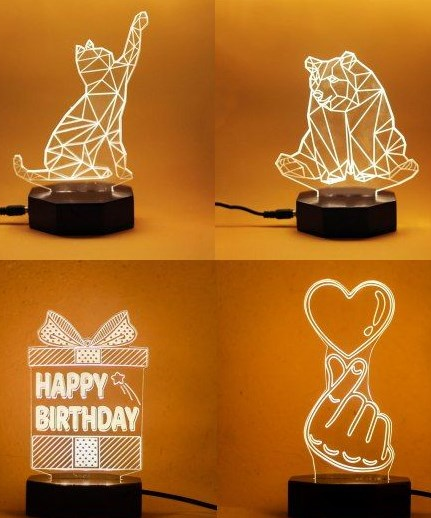 lampu akrilik Motif hewan, cinta, bunga